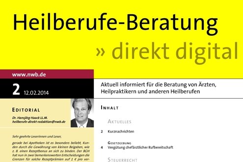 Erschienen in "Heilberufe-Beratung direkt digital" Nr. 2/2014